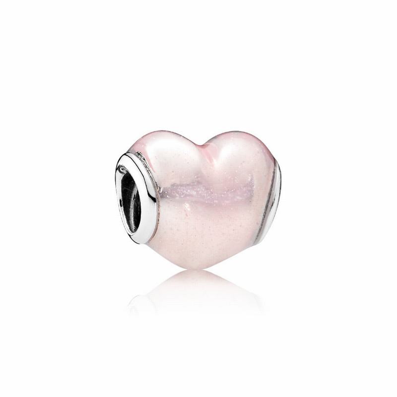 Pandora Glittering Heart Charm - Sterling Silver/Enamel/Pink - Canada | PW6771JX